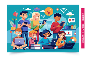 An illustration featuring a diverse, an Illustration by Tanuart
