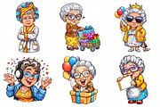 Whimsical Old Lady Birthday Clipart, an Illustration by Daily.Designs (Thumbnail 6 of 7)