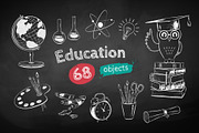 Chalked education set (BW), an Object Graphic by Sonya Illustrations (Thumbnail 1 of 8)