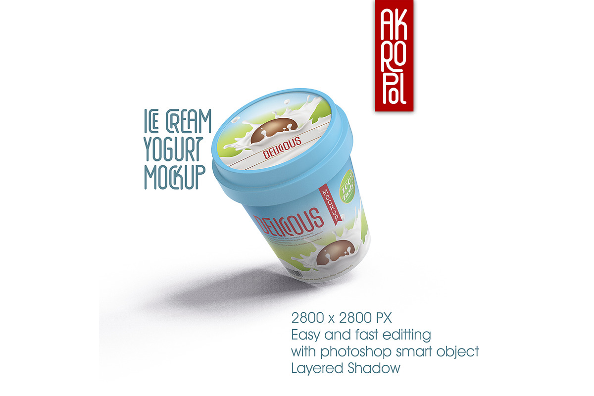 Yogurt Ice Cream Mockup, a Cups & Container Mockup by akropol (Photo 6 of 6)