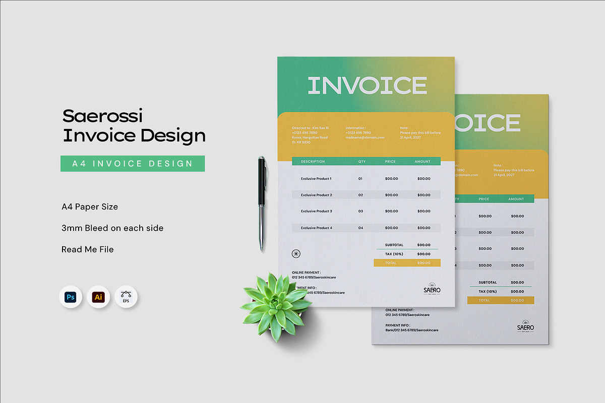 Saerossi - Invoice Template, a Print Template by Fannan Studio (Photo 1 of 3)