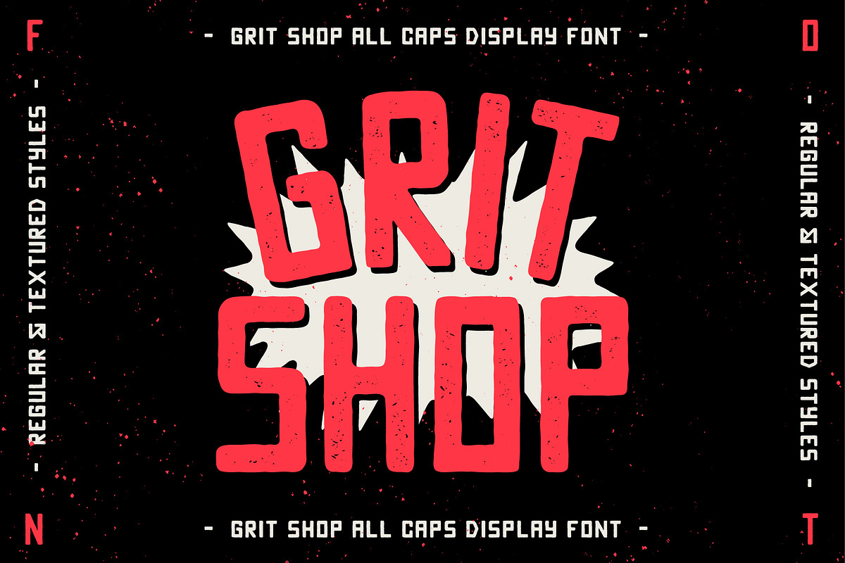 Grit Shop | Vintage Textured Font, a Sans Serif Font by HeyAidan (Photo 8 of 8)