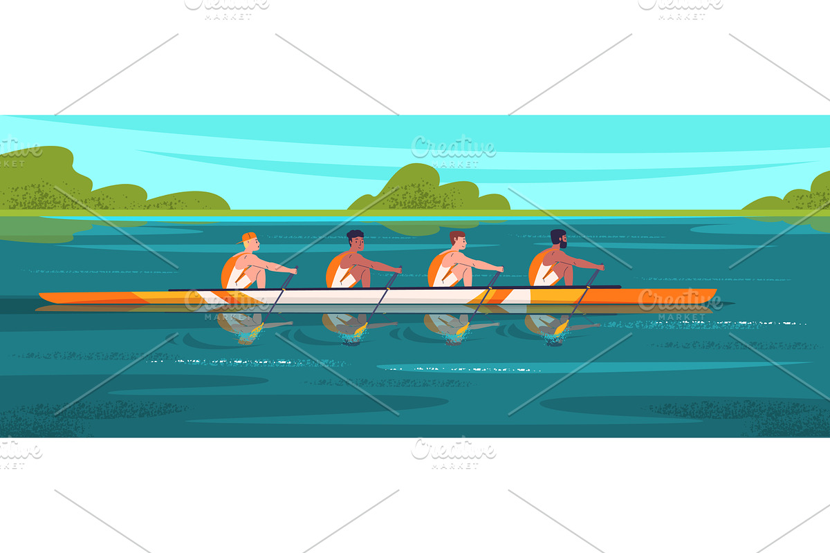Rowing sport team. Rowers teamwork, a Sport Illustration by Stock-Smart-Start