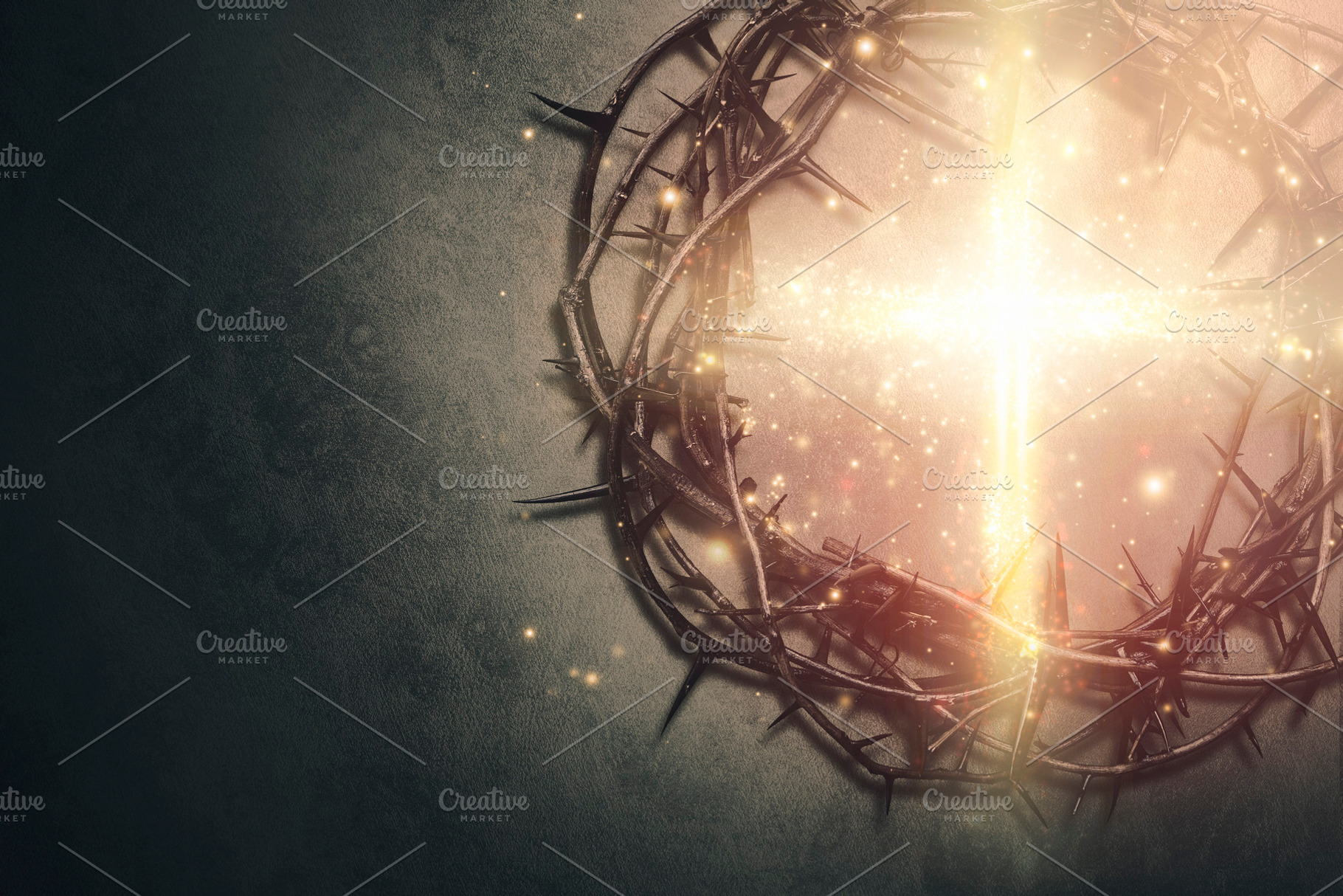 Crown of  thorns with glowing cross, a Photo by Javier Art Photography