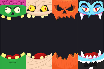 Halloween monster faces cartoon, an Illustration by D R A W K M A N