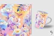 Holographic Peony Flowers Pattern, a Pattern Graphic by Creative Store (Thumbnail 2 of 5)