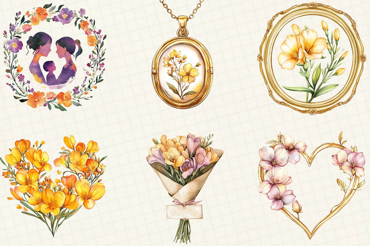 Freesia Mother's Day Clipart, an Illustration by OK Design (Photo 5 of 5)