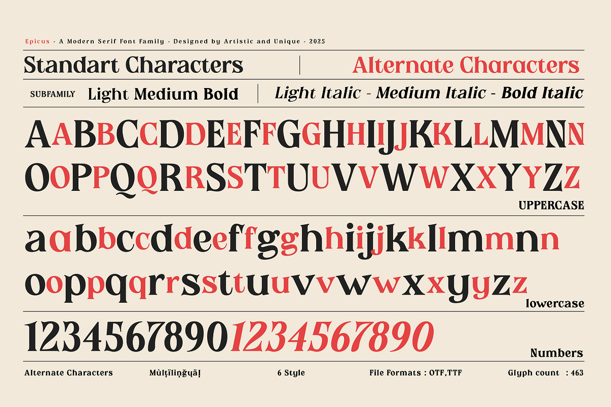 Epicus - Serif font family, a Font by Artistic & Unique (Photo 5 of 14)