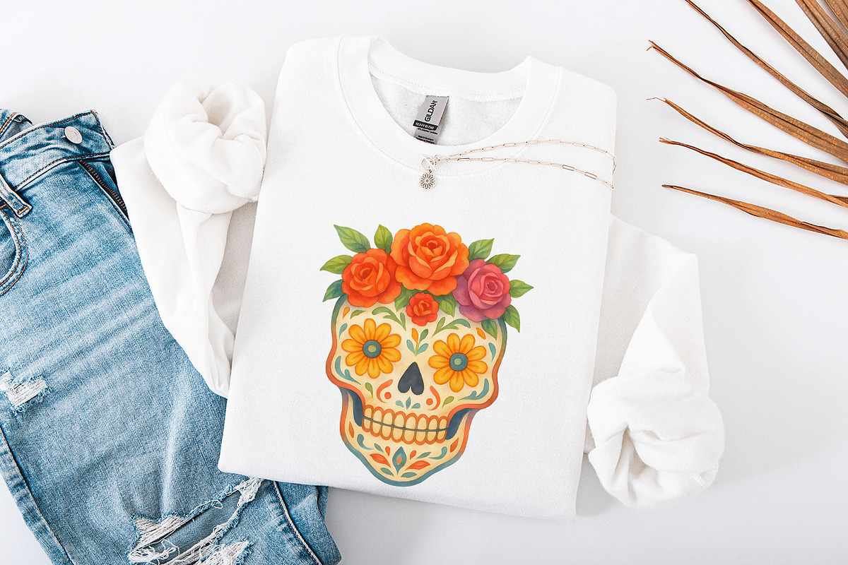 Sugar Skull Floral PNG, Day of the, an Illustration by SharpMarketplace (Photo 4 of 9)