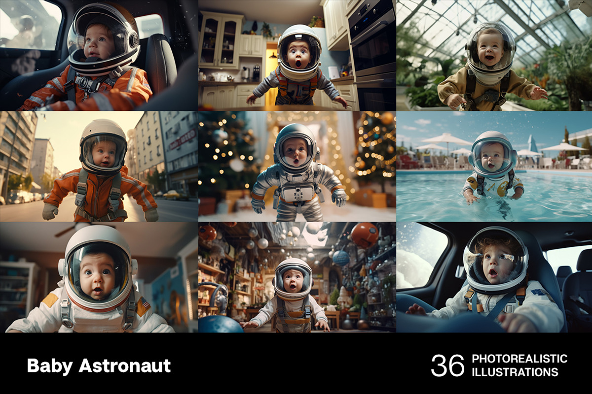 Baby astronaut - 36 images, a Person Illustration by Handmadefont (Photo 5 of 10)