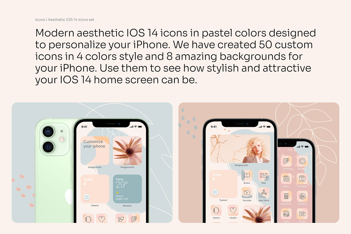 Aesthetic IOS 14 icons set, an Icon by Creatoom (Photo 3 of 13)