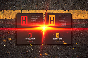 business card letter H