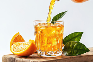 Orange Juice Pouring into Glass with, a Food & Drink Photo by Pixeness Studio