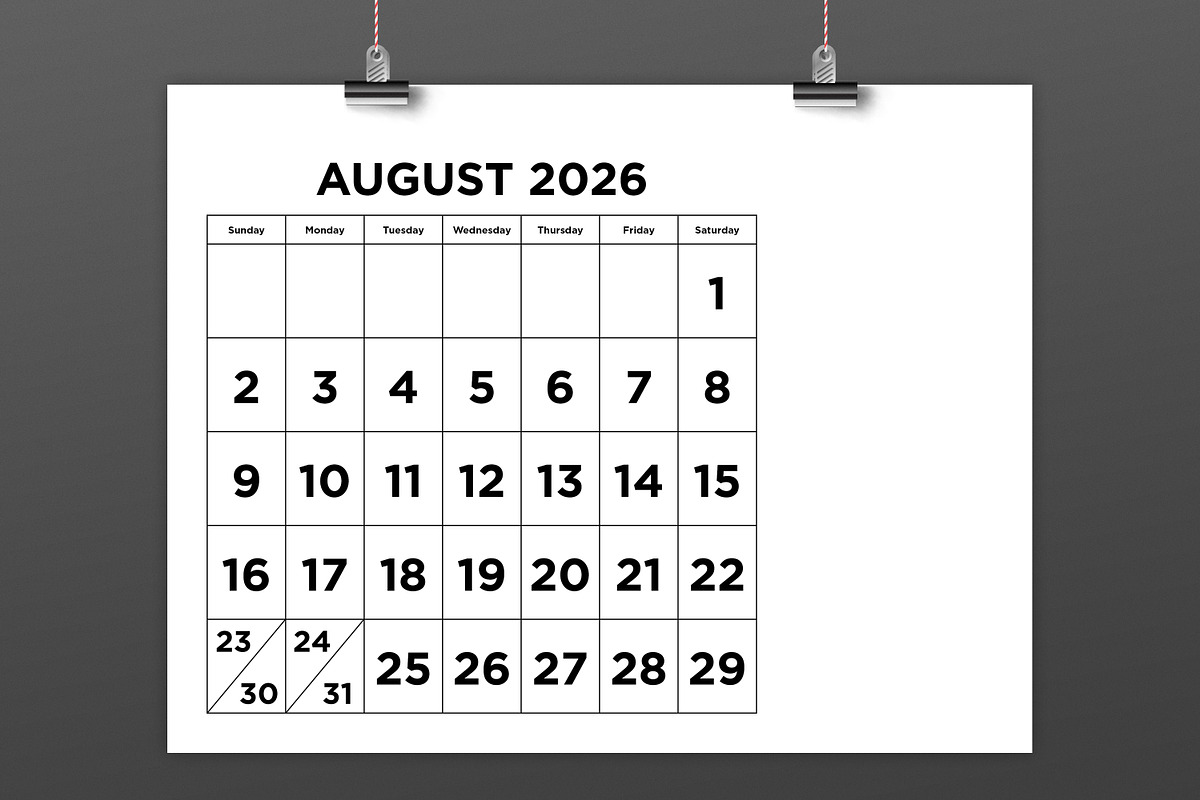 2026 Large Number 8.5x11 Calendar, a Stationery Template by Running With Foxes (Photo 3 of 5)