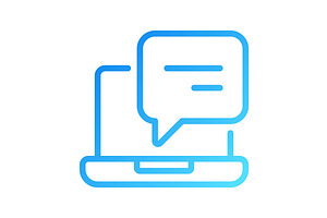 Laptop with speech bubble, an Outline Icon by IMG Visuals