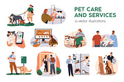 Pet care. Cats and dogs services set, an Animal Illustration by Good Studio (Thumbnail 1 of 11)