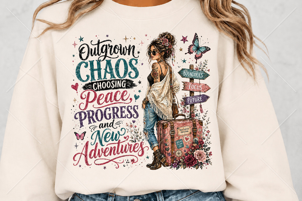 Outgrown Chaos Boho Travel Girl PNG, a Seasonal Illustration by Canvas Craft (Photo 5 of 6)