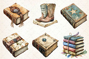 Watercolor Western Books Clipart, an Illustration by Dream Creation (Thumbnail 2 of 7)
