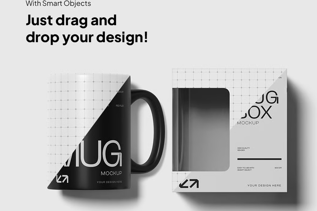 Mug and Box Packaging Mockup, a Cups & Container Mockup by graphicsauce (Photo 3 of 4)