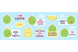 Durian fruit characters. Funny, a Food Illustration by LadadikArt