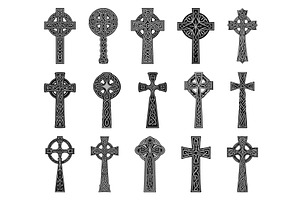 Celtic Crosses. Engraved Ancient