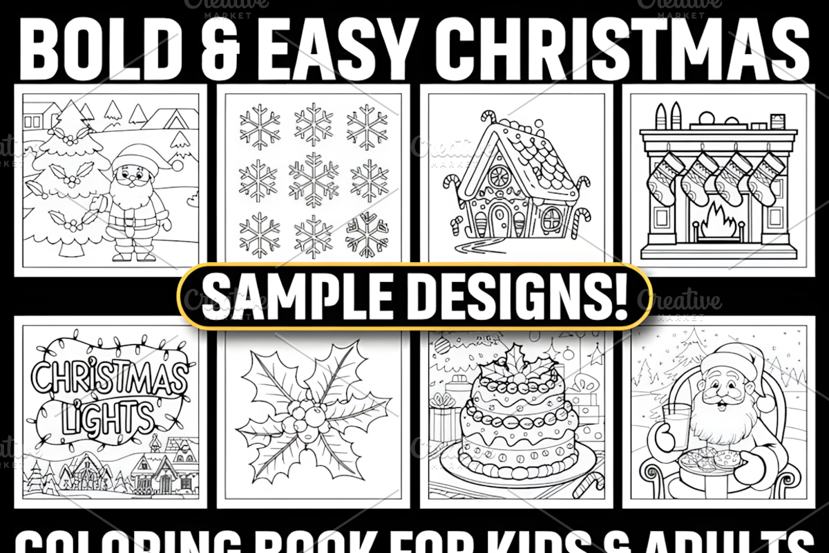 Bold & Easy Christmas Coloring, a Seasonal Illustration by Coco Bloom (Photo 4 of 5)