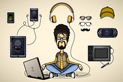 User with a Laptop Surrounded Device, a Technology Illustration by yuanden graphics (Thumbnail 1 of 5)