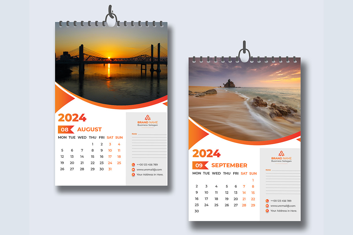 Modern Wall Calendar 2024, a Templates & Theme by pixelcreatx (Photo 5 of 7)