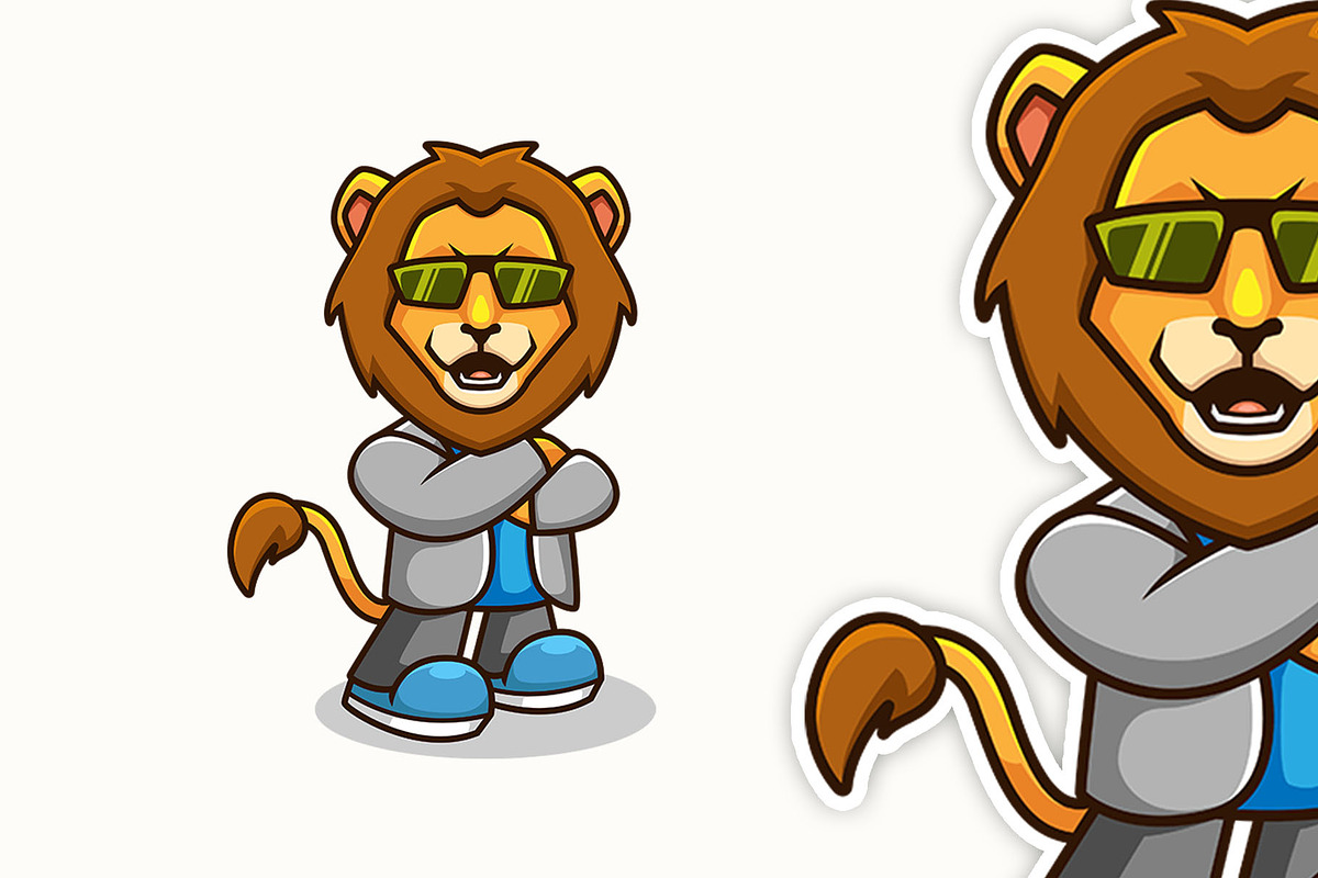 Cool Casual Lion, a Poster Template by Gumrega Studio