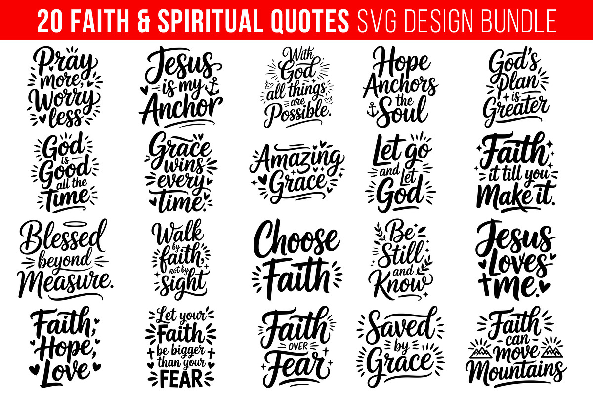 20 Faith & Spiritual Quotes SVG, an Object Graphic by himelgfx