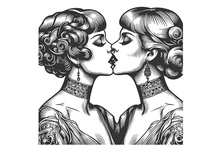 Romantic Vintage Illustration of Two, a Person Illustration by AlexArt