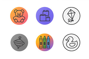 Colorful icons of children's toys, an Education Illustration by ZinetroN