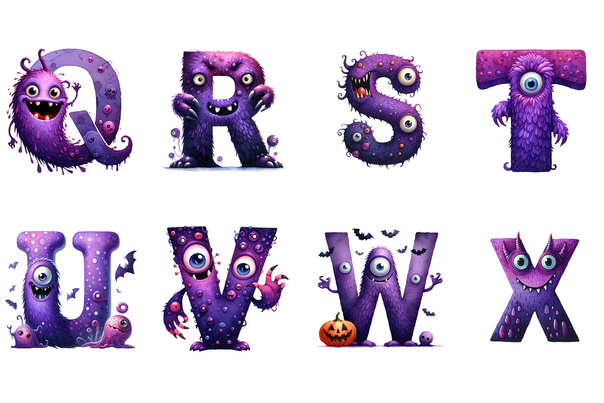 Purple Halloween Monster Alphabet, an Illustration by DreamArtGraphic (Photo 3 of 5)