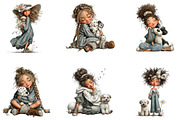 Whimsical Girl & Dog Love, a Seasonal Illustration by CreationArt (Thumbnail 4 of 5)