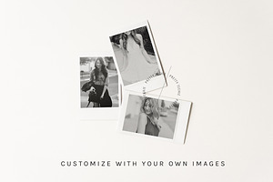 Instant Photo Pile Mockup PSD, PNG