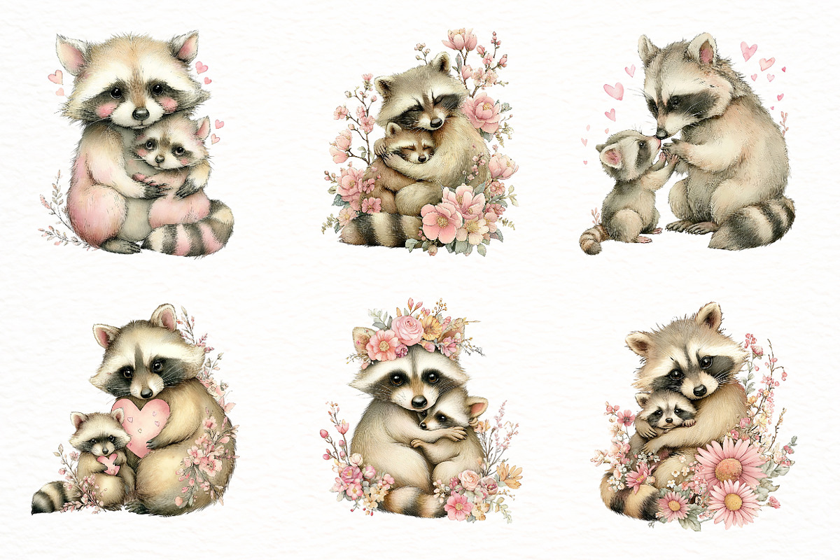 Whimsical Mother's Day Raccoon Clipa, an Illustration by Designworld (Photo 4 of 8)