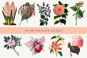 Vintage Pink Floral Boutique Clipart