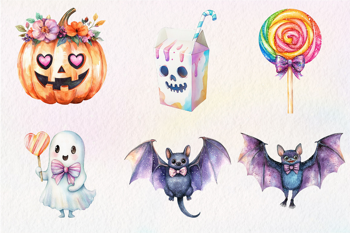 Cute Halloween Set Clipart, an Illustration by CreationArt (Photo 5 of 5)