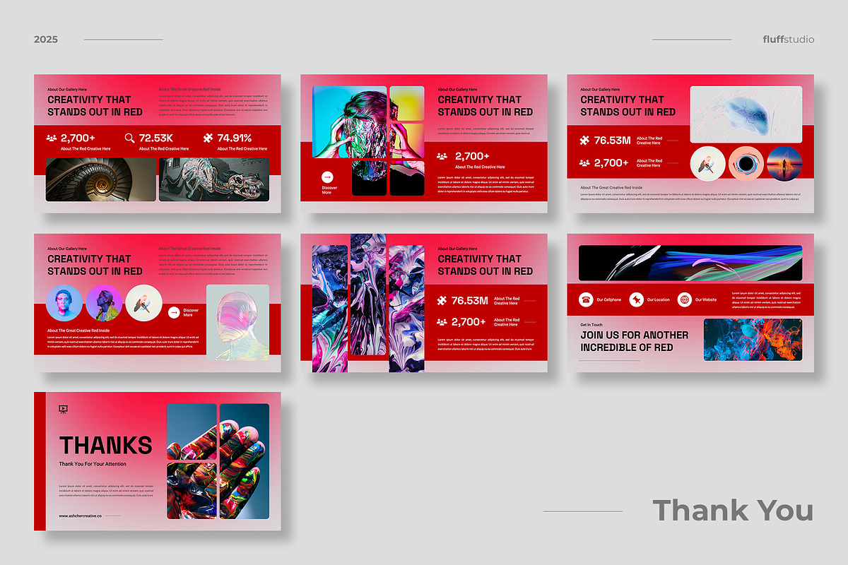 Red Creative Google Slides Template, a Presentation Template by fluffstudio (Photo 4 of 4)