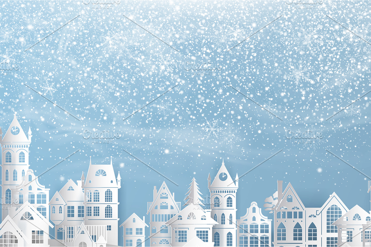 Winter village with snowy houses, a Decorative Illustration by Yayasya (Photo 2 of 3)