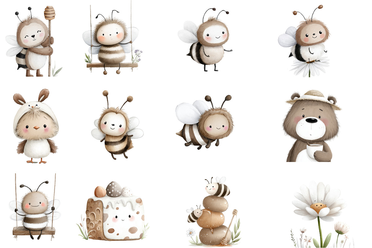 Watercolor Honey Garden Clipart, an Illustration by Designworld (Photo 2 of 4)