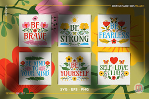 30 Floral Self-Love Quotes SVG & EPS