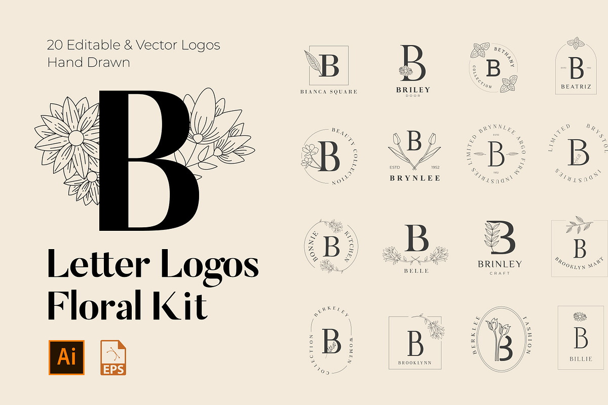 520 A to Z Floral Logos Bundle, a Branding & Logo Template by AN Productions (Photo 10 of 223)