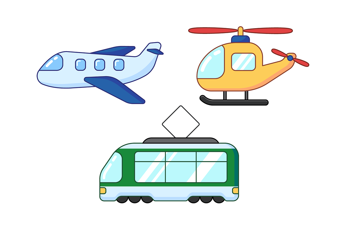 Cute cartoon transport set, a Transportation Illustration by Cmeree (Photo 3 of 4)