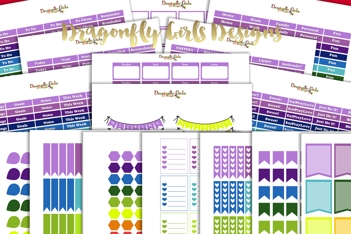 Rainbow Organizational Stickers, a Graphic by Dragonfly Girls Designs (Photo 1 of 7)
