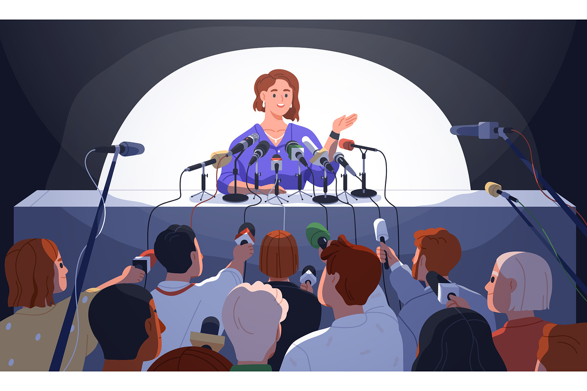 Press conference with journalists, a Person Illustration by Good Studio (Photo 1 of 2)