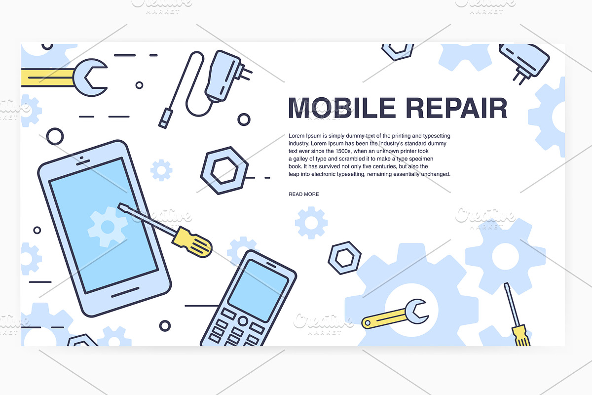 Mobile phone repair banner, a Technology Illustration by Good Studio (Photo 2 of 4)