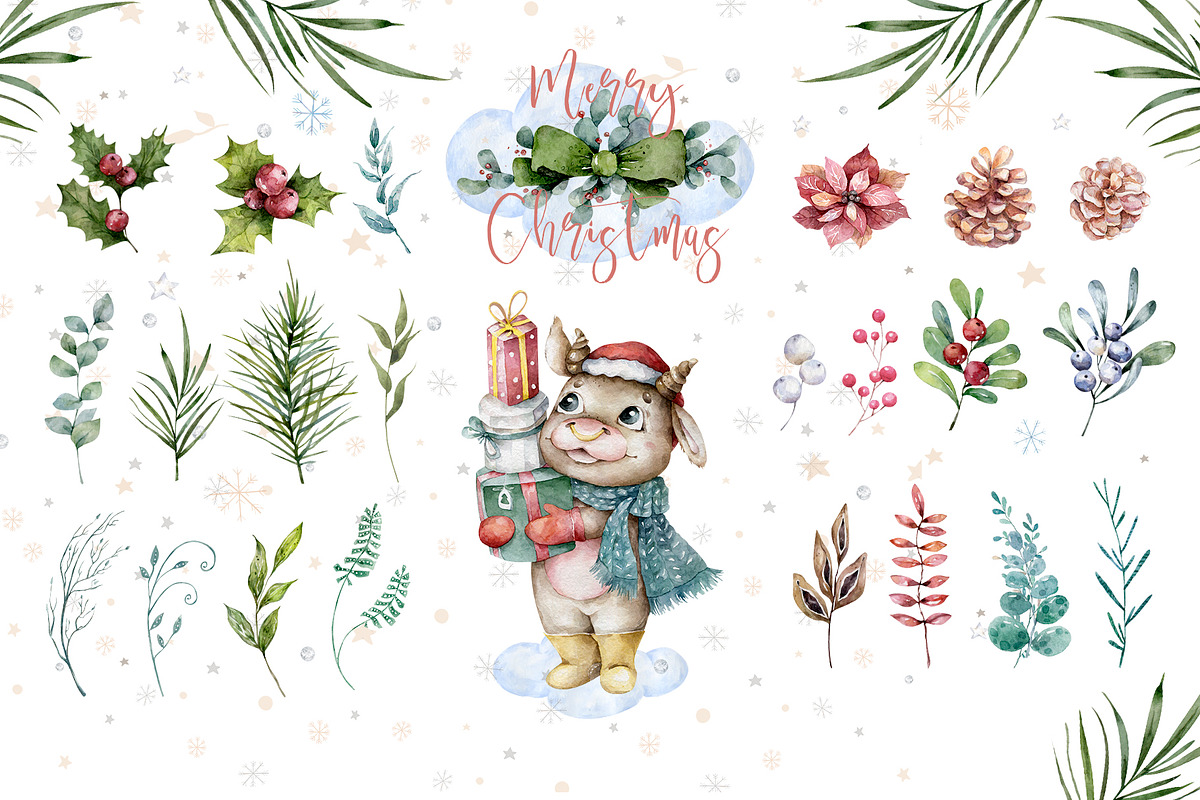 Christmas Story with Cute Bull's, an Animal Illustration by Ann Art Houze (Photo 3 of 16)