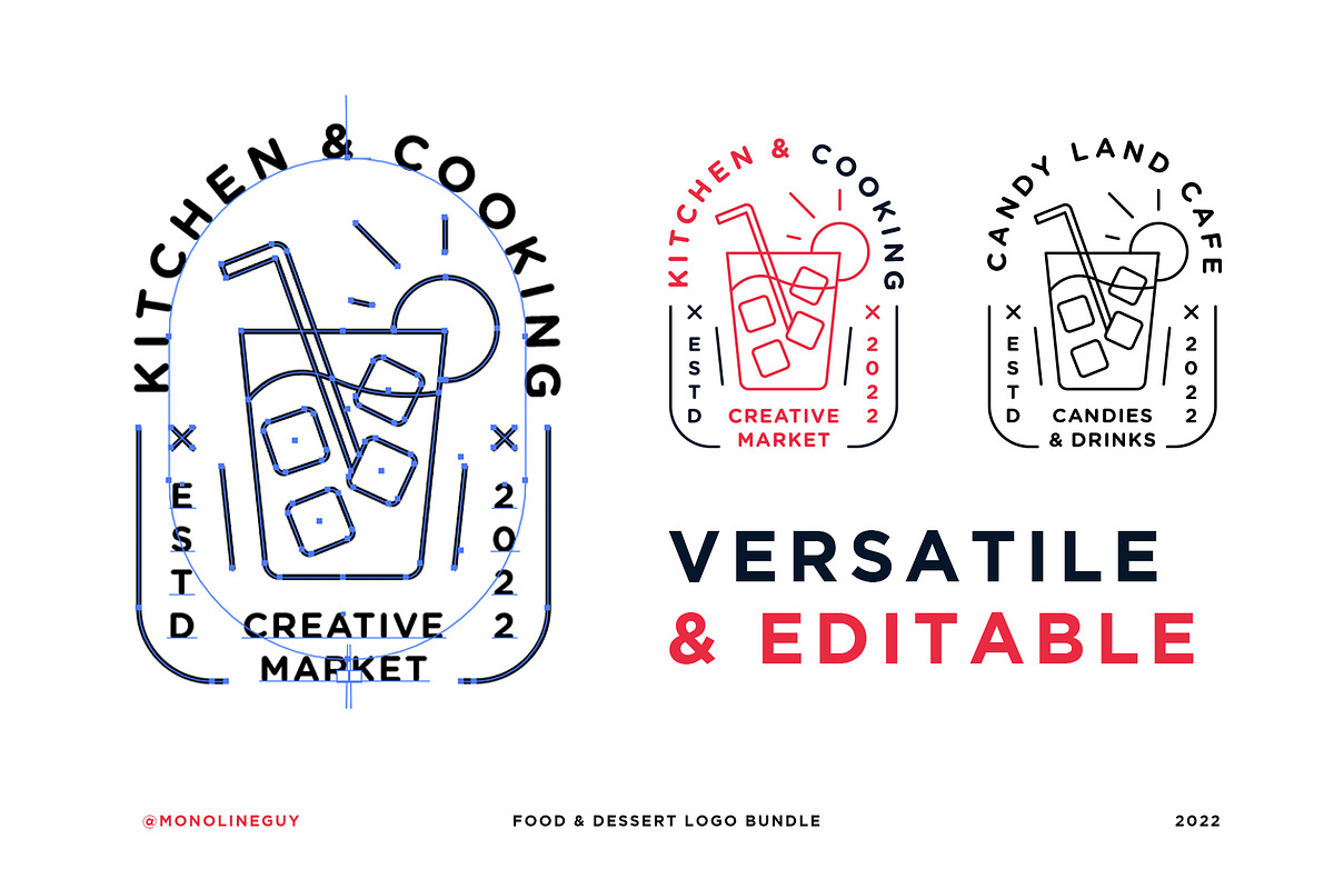 Food & Dessert Logo Bundle, a Food Illustration by The Monoline Guy (Photo 2 of 4)