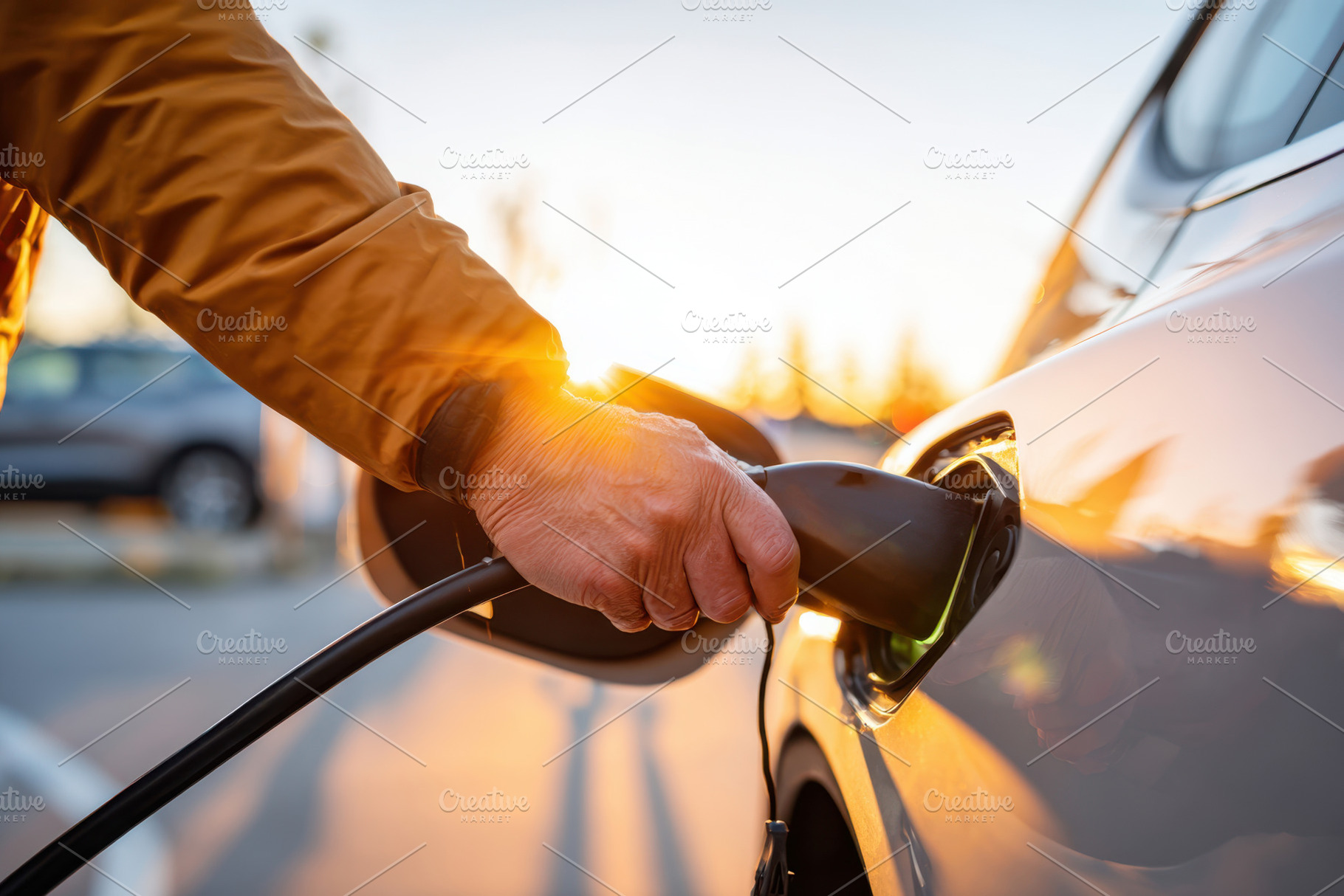 Charging Electric Car at Sunset, a Transportation Photo by AlyaAnd